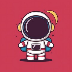 Obraz premium Cute Astronaut Cartoon Vector Icon Illustration