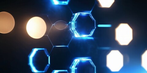 abstract background blue illumination of hexagonal structures