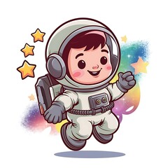 Cute Astronaut Cartoon Vector Icon Illustration