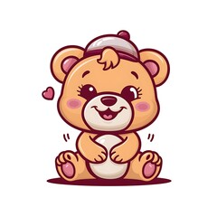 Obraz premium Cute Bear Cartoon Vector Icon Illustration