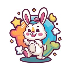 Cute bunny rabbit Cartoon Vector Icon Illustration