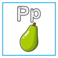 tracing alfabet fresh papaya illustration © Rahmatullah