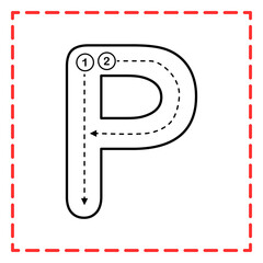 tracing alfabet p illustration © Rahmatullah