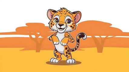 Obraz premium Cute cheetah Cartoon Vector Icon Illustration