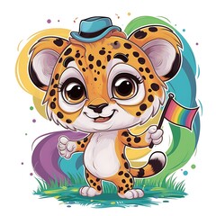 Cute cheetah Cartoon Vector Icon Illustration
