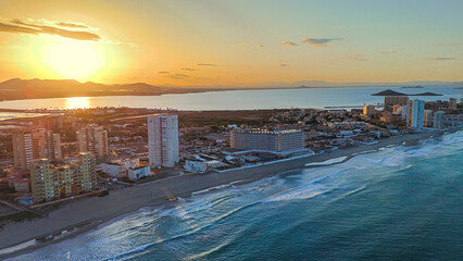 Aerial view of La Manga del Mar Menor, Region of Murcia, Spain