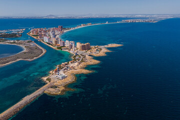 Aerial view of La Manga del Mar Menor, Region of Murcia, Spain