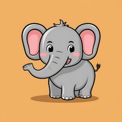Fototapeta premium Cute elephant Cartoon Vector Icon Illustration