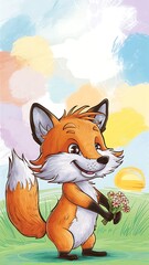 Cute fox Cartoon Vector Icon Illustration