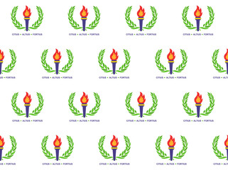 Obraz premium pattern background with laurel wreath and torches Citius, altius, fortius faster, higher, stronger