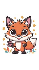 Cute fox Cartoon Vector Icon Illustration