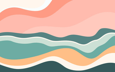 Abstract background with wavy lines in brown and beige colors.