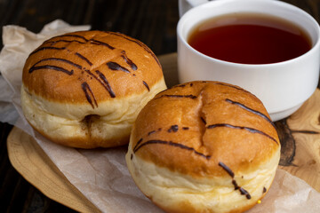 sweet dessert for tea with soft chocolate filling