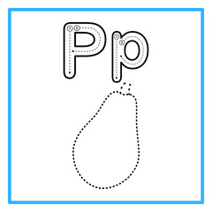 tracing alfabet trace papaya illustration