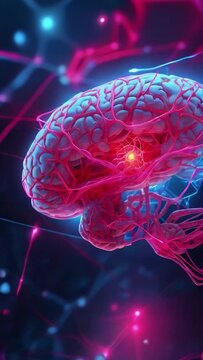 Brain. Low poly abstract digital human brain. Neural network. IQ testing, artificial intelligence virtual emulation science technology concept. Brainstorm think idea