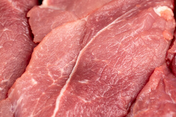 a piece of raw pork before cooking