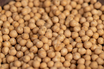 uncooked healthy grains of chickpeas porridge
