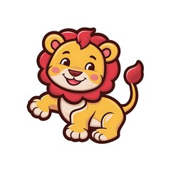 Fototapeta premium Cute lion Cartoon Vector Icon Illustration