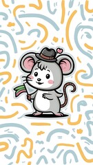 Cute Mouse Cartoon Vector Icon Illustration