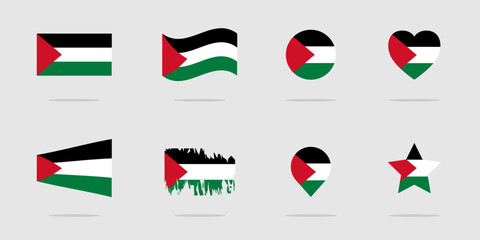 Palestine flag. National Flag of Palestine vector icon set.
