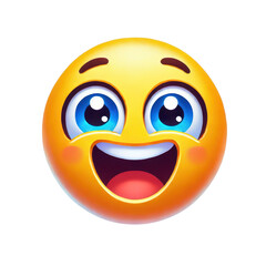 Fototapeta premium Excited emoji face with wide eyes and open mouth isolated on white background