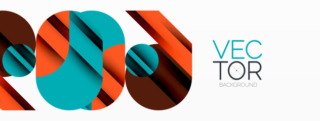 Circle and line geometric background. Round shapes with diagonal lines composition for wallpaper, banner, background or landing