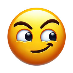 Fototapeta premium Sly emoji face with side glance isolated on white background