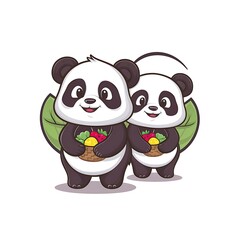 Obraz premium Cute Panda Cartoon Vector Icon Illustration