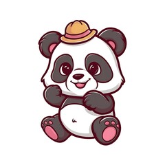 Obraz premium Cute Panda Cartoon Vector Icon Illustration
