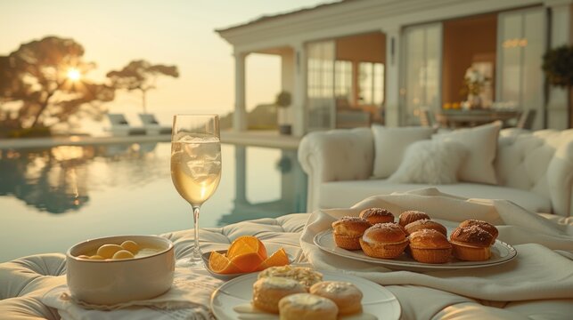 A meticulously organized series of hospitality industry advertisements showcasing luxurious accommodations and amenities.