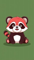 Naklejka premium Cute red panda Cartoon Vector Icon Illustration