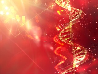 Technical illustration of DNA chains rendered in an abstract, minimalist style, with translucent and fluorescent colors