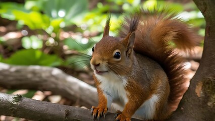 Fototapeta premium Cute red squirrel wallpaper