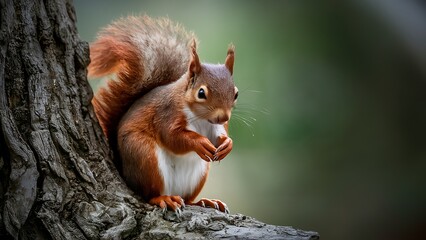 Fototapeta premium Cute red squirrel wallpaper