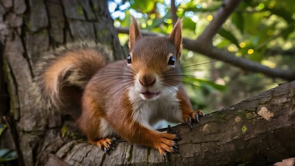 Fototapeta premium Cute red squirrel wallpaper