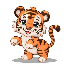 Cute tiger Cartoon Vector Icon Illustration