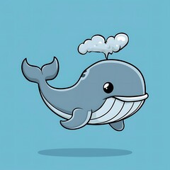 Naklejka premium Cute Whale Swimming Cartoon Vector Icon Illustration
