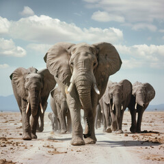 Fototapeta premium elephant family walking together