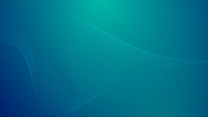 Blue green gradient background with line ornament. Wavy lines. Technology background. Wavy lines
