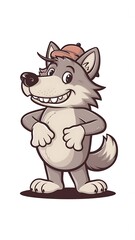 Naklejka premium Cute Wolf Cartoon Vector Icon Illustration
