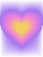 Aura Gradient heart poster. Y2k style blurred gradient.
Blurry heart aesthetic elements. Colourful spiritual poster. Trendy wall art. Purple, pink, yellow. Print, wallpaper, web template.