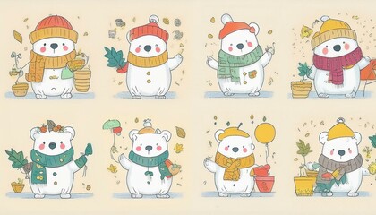 Fototapeta premium The snow bear is happy on his birthday