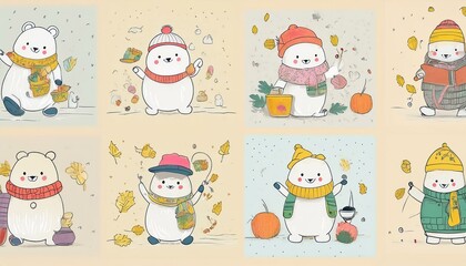 Fototapeta premium The snow bear is happy on his birthday
