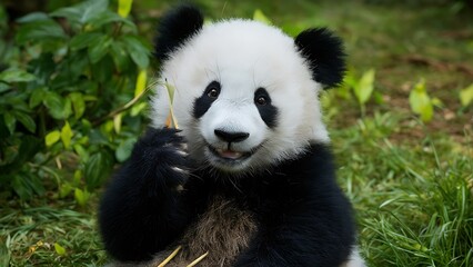 Fototapeta premium Giant panda cub wallpaper