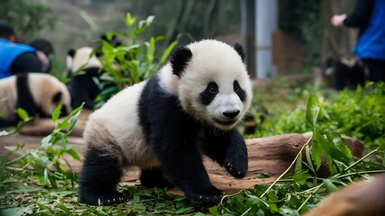 Fototapeta premium Giant panda cub wallpaper
