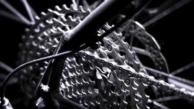 Close Up of Bicycle Gear Cassette and Chain