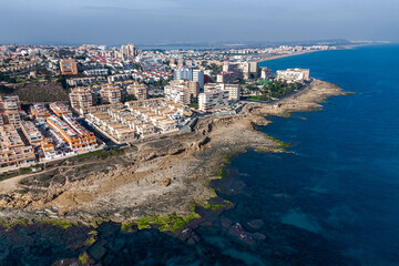 Obraz premium Aerial view of the coast of Torrevieja, in the province of Alicante, Spain