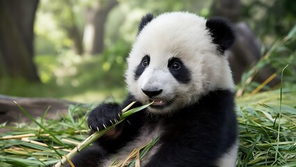 Obraz premium Giant panda cub wallpaper