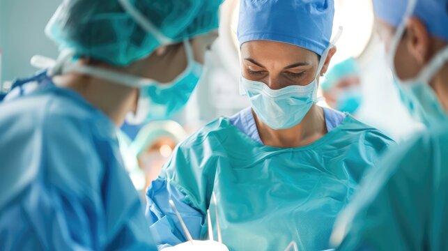 Surgeons in the operating room preparing for a GERD procedure, teamwork and precision, high detail