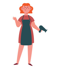 hairdresser woman with hair dryer